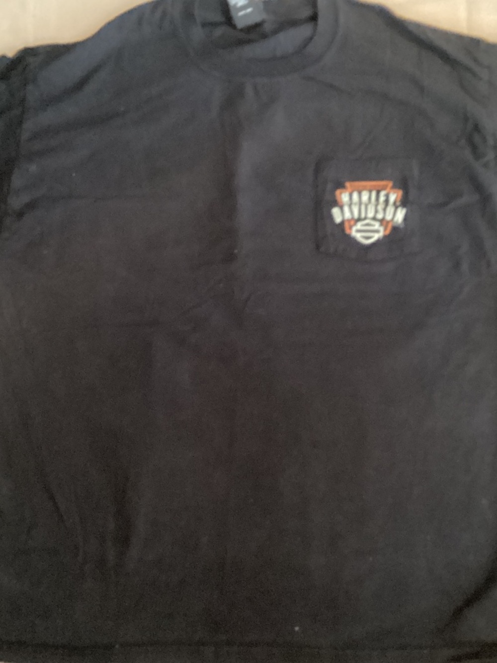 Harley-Davidson Black Pocket Tee with Orange & White Logo